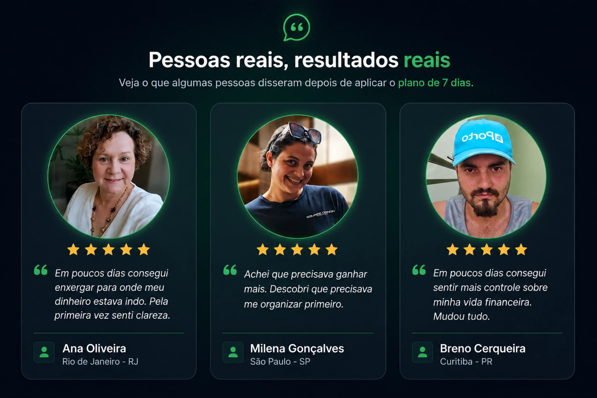 Depoimentos de clientes reais
